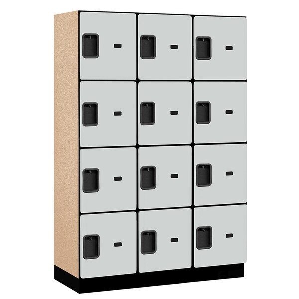 4 Tier Designer Locker, 54"Wx76"Hx18"D, 12 Door, Gray